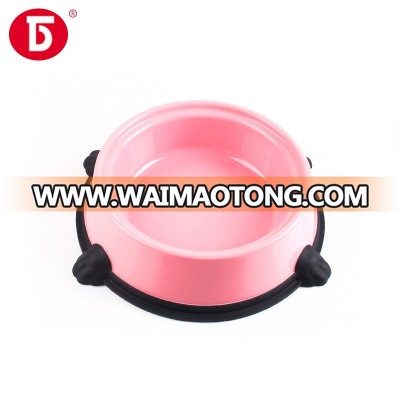 High Quality Colorful pet food bowl with rubber feet plastic dog feeder